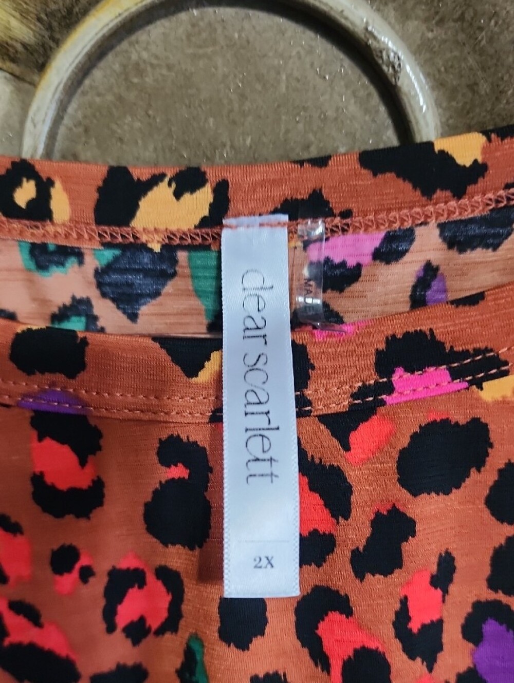 Women's Rust Multicolor Leopard-Print Tunic - Picture 2 of 5